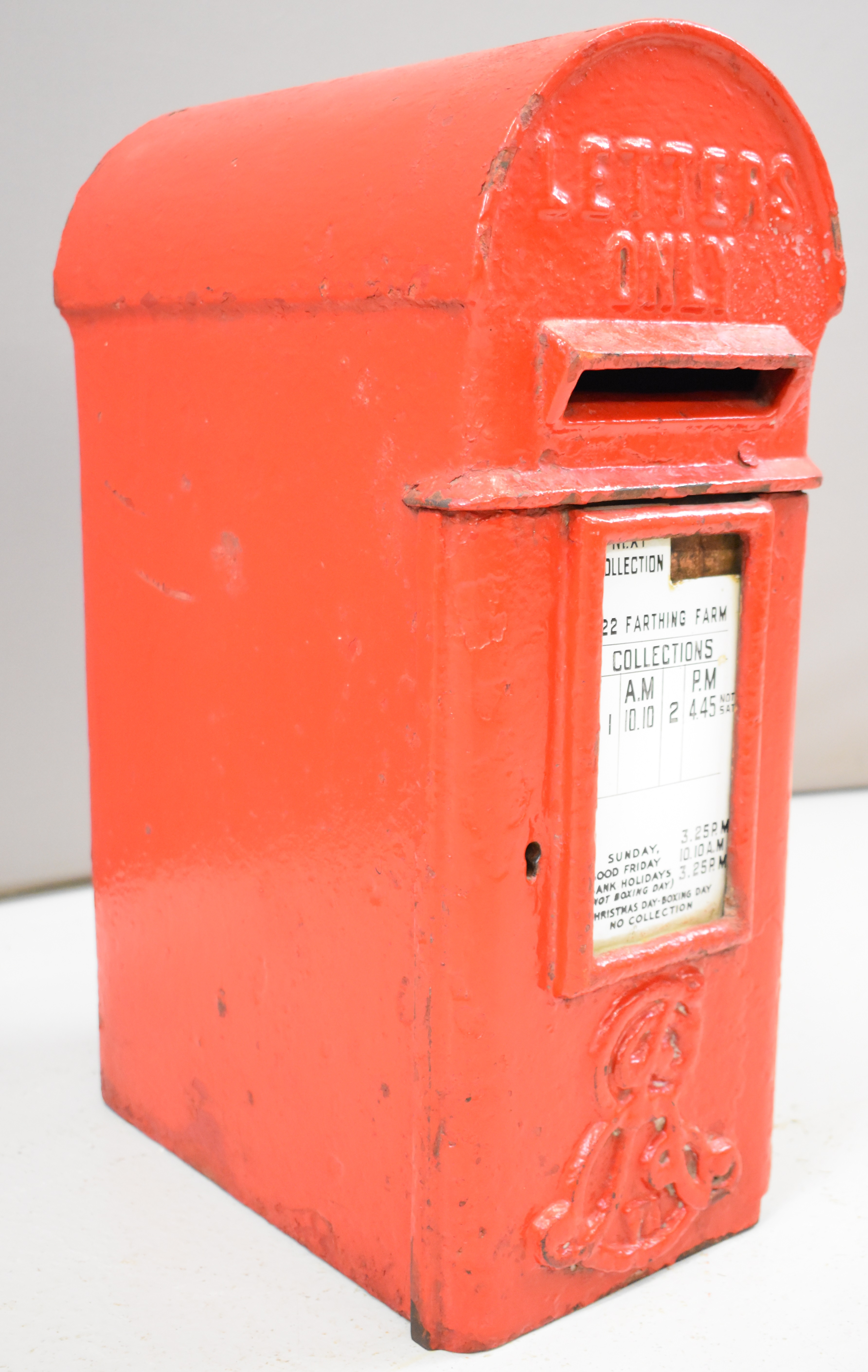Edward VII cast iron lamp post mounted post box with enamel plate to door for Farthing Farm, - Image 2 of 11