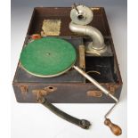 Perephone Pixie Grippa wind up picnic gramophone, width 28cm