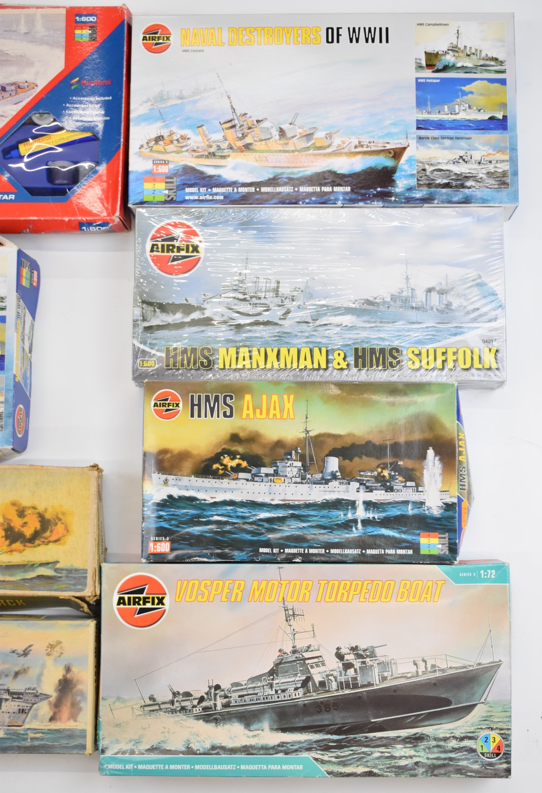 Nine Airfix mostly 1:600 scale platic model battleship and boat kits to include HMS Belfast 74212, - Image 4 of 5