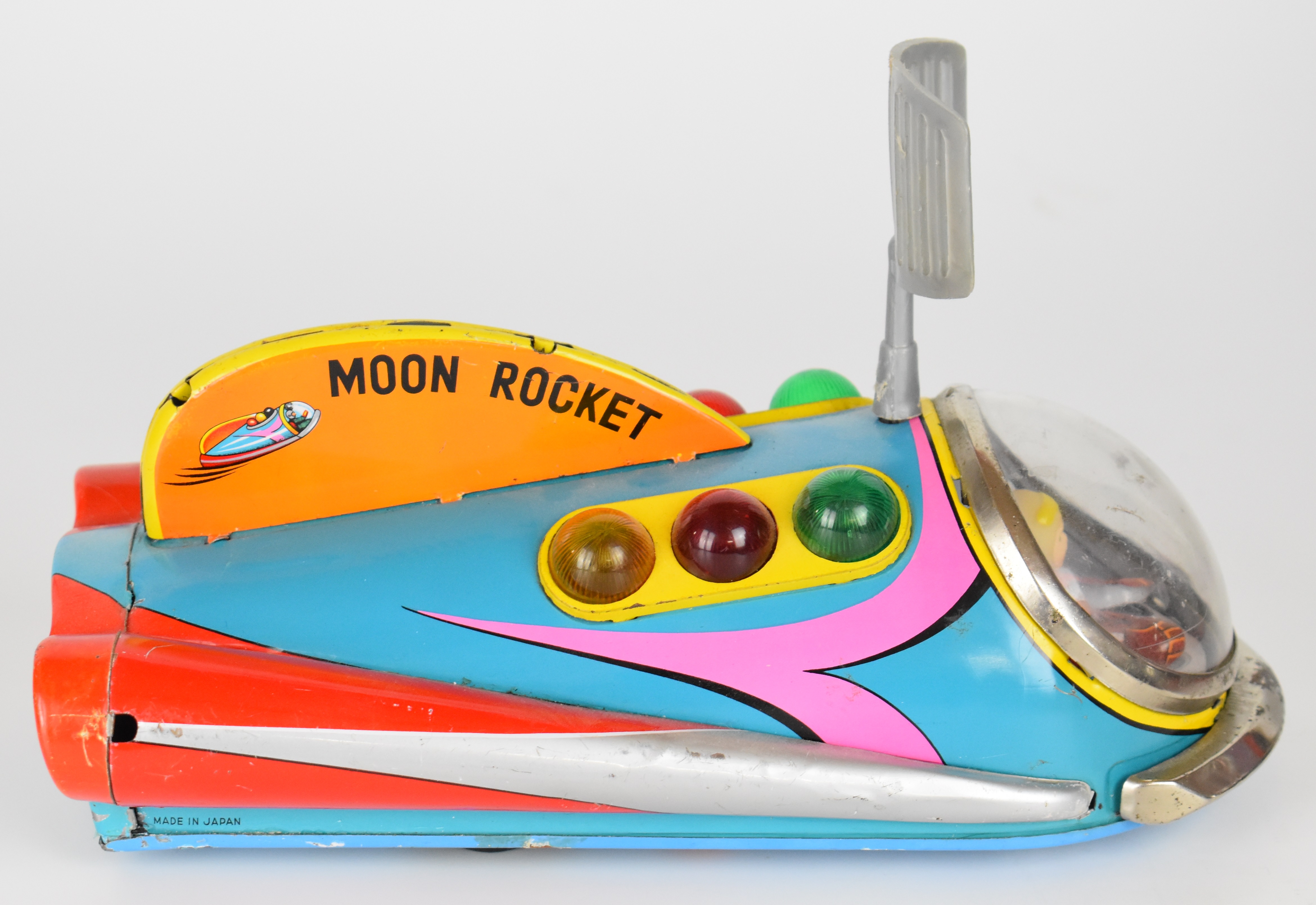 Japanese battery operated tinplate 'Moon Rocket' space car by Modern Toys (Japan), length 23cm. - Image 2 of 6