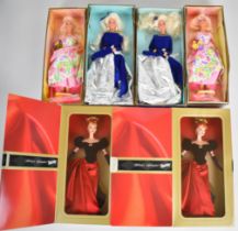 Six Mattel Avon Exclusive Barbie dolls from the Winter Splendor, Spring Petals and Winter Velvet