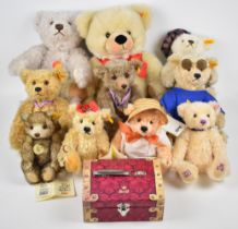 Eleven Steiff Teddy bears, each with original tags and button in ear to include Teddybar 35