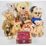 Eleven Steiff Teddy bears, each with original tags and button in ear to include Teddybar 35