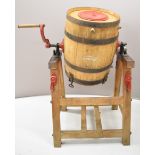 Lister coopered oak butter churn on stand, overall height 118cm