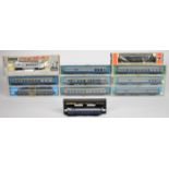 Two Baltimore & Ohio N gauge diesel locomotives by Rivarossi and Lima together with nine passenger