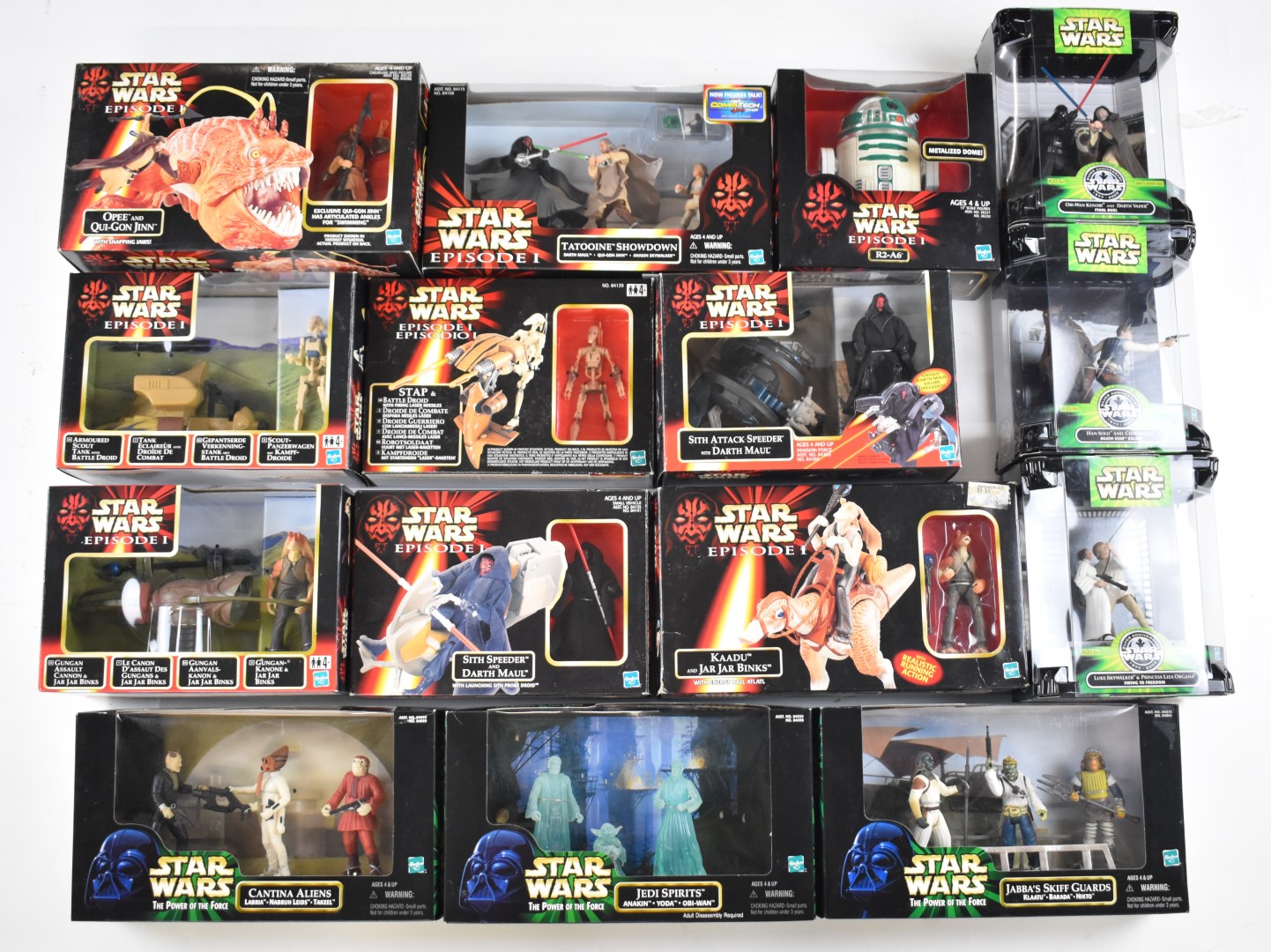 Nineteen Hasbro Star Wars action figures to include The Power of the Force, Episode I and The