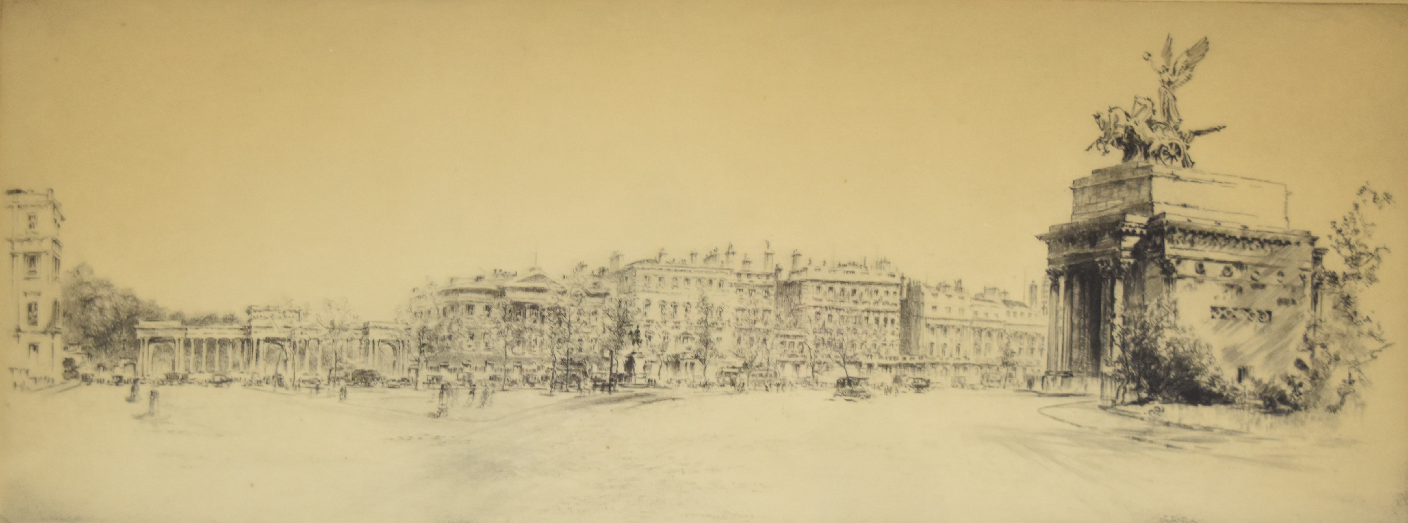 Frederick Arthur Farrell (1882-1935), etching Hyde Park Corner, London, signed in pencil to lower