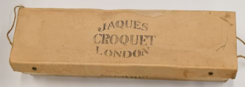 Jaques croquet set with four mallets, six hoops, clips, centre peg and balls, in original box