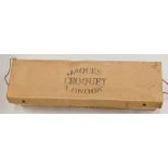 Jaques croquet set with four mallets, six hoops, clips, centre peg and balls, in original box