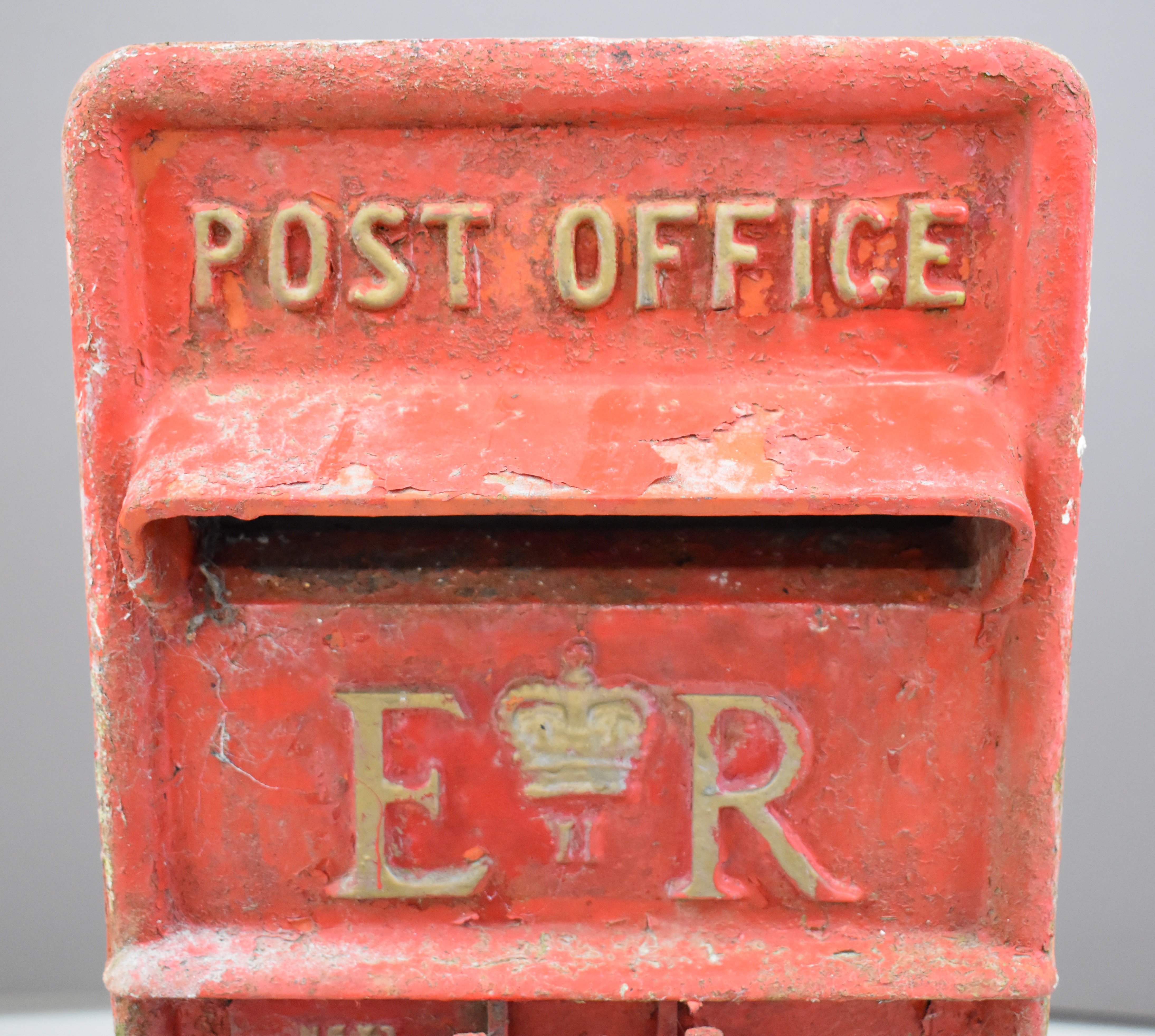 Elizabeth II cast iron and steel post box with enamel plate to front giving collection times, - Image 4 of 8