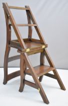 20thC metamorphic library chair / steps