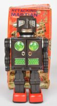 Japanese battery operated tinplate 'Attacking Martian' robot by Horikawa (SH Toys), height 28cm,