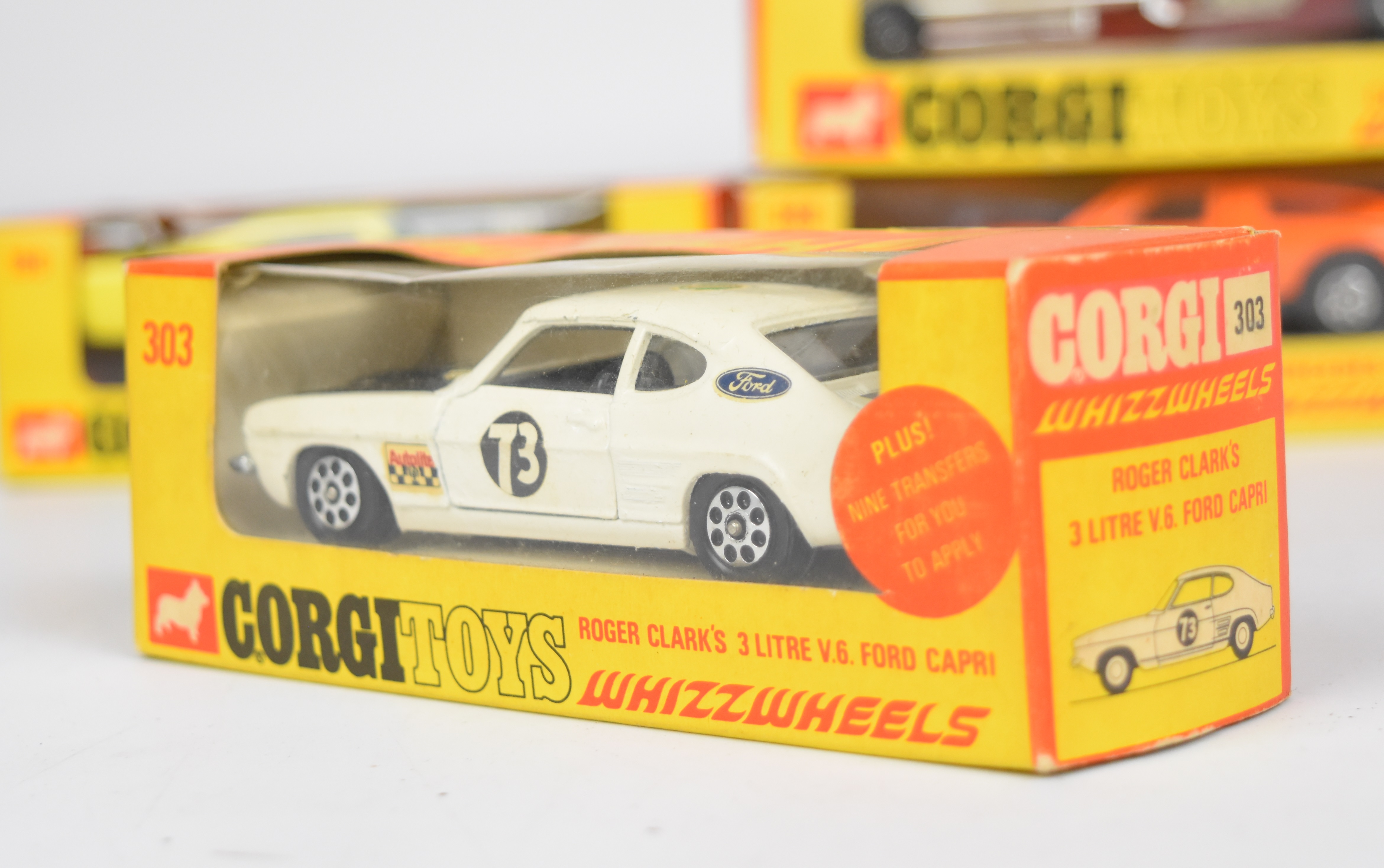 Four Corgi Toys Whizzwheels diecast model cars comprising Roger Clark's 3 Litre V.6 Ford Capri - Image 2 of 5