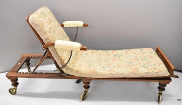 Robinson & Sons of Ilkley, Yorkshire Victorian mahogany campaign day bed with adjustable recline and