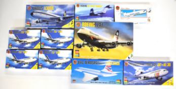 Ten Airfix 1:144 scale plastic model aeroplane kits to include Boeing 747 08174, BAC Aerospatiale