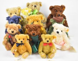 Eleven Steiff Teddy bears, each with original tags and button in ear to include Golden Jubilee 2002,