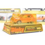 Six vintage Dinky Toys diecast model cars comprising Citroen Dyane 149, Volkswagen 1300 Sedan 129,