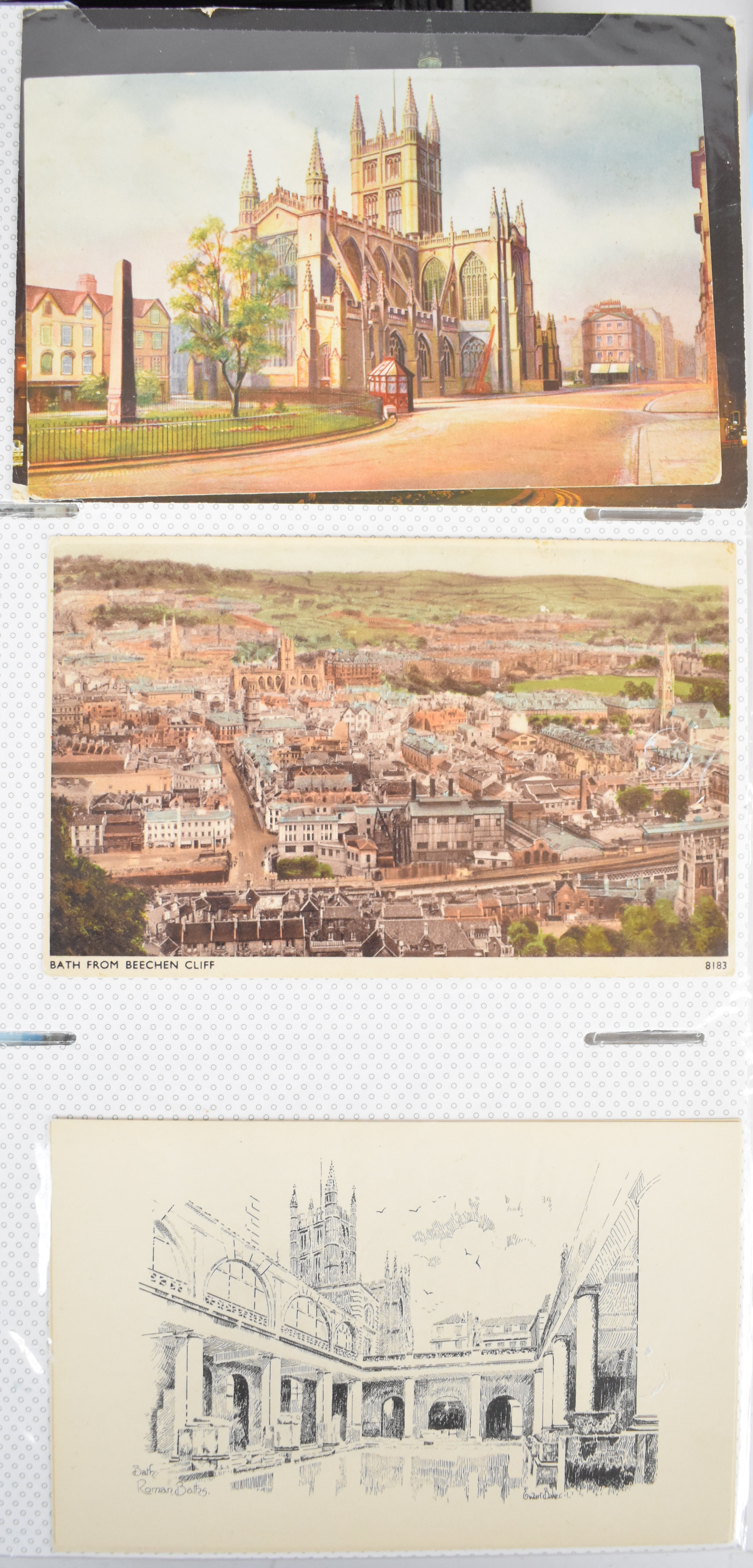 Two albums of topographical postcards including Canterbury, Somerset, Devon, Wells, Bath, Dunster, - Image 2 of 6