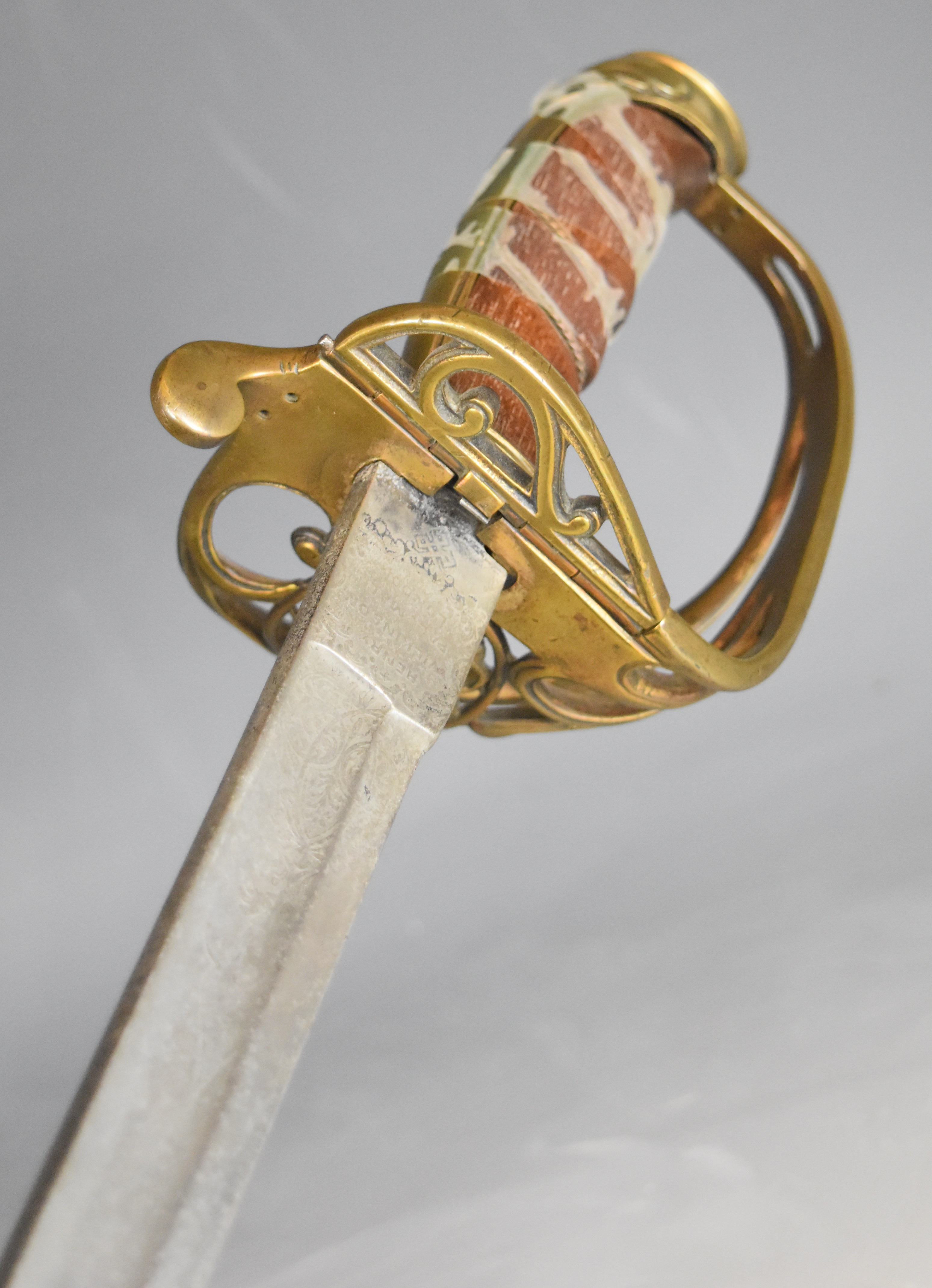 British Army 1822 pattern infantry officer's sword with folding guard, Queen Victoria cypher to