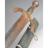 Executioner's sword with leather covered grip, downswept cross guard stamped IL10:1 and K2.3, 85cm