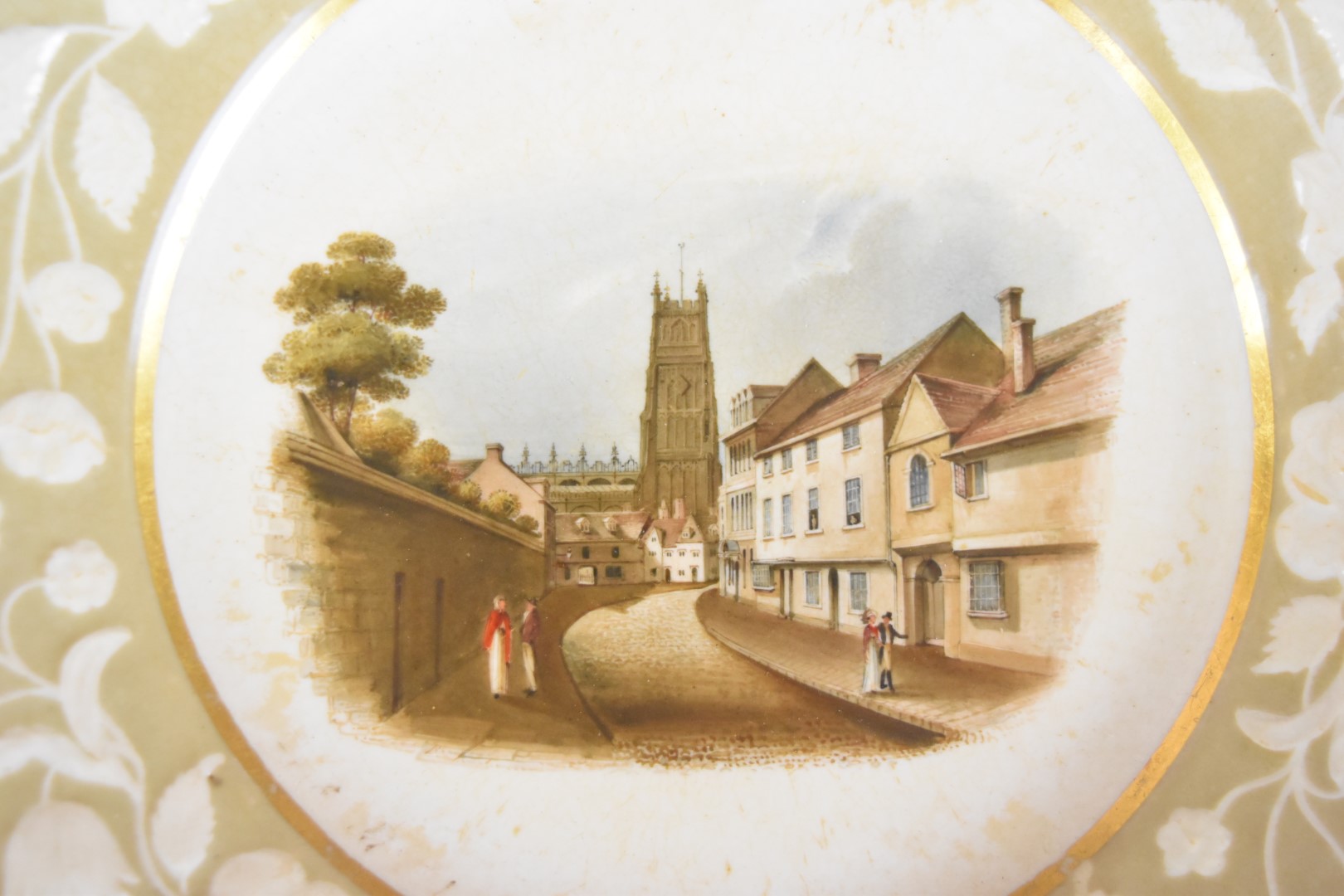 Three Chamberlains Worcester plates / dishes, two decorated with named scenes of Cirencester, - Image 3 of 5