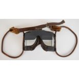 Royal Air Force WW2 Mark IV B flying goggles, leather and chamois nose bridge protection, rubber
