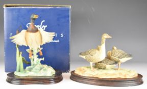 Border Fine Arts Mallard Rising and limited edition Greylag Geese by Ray Ayres with certificate,