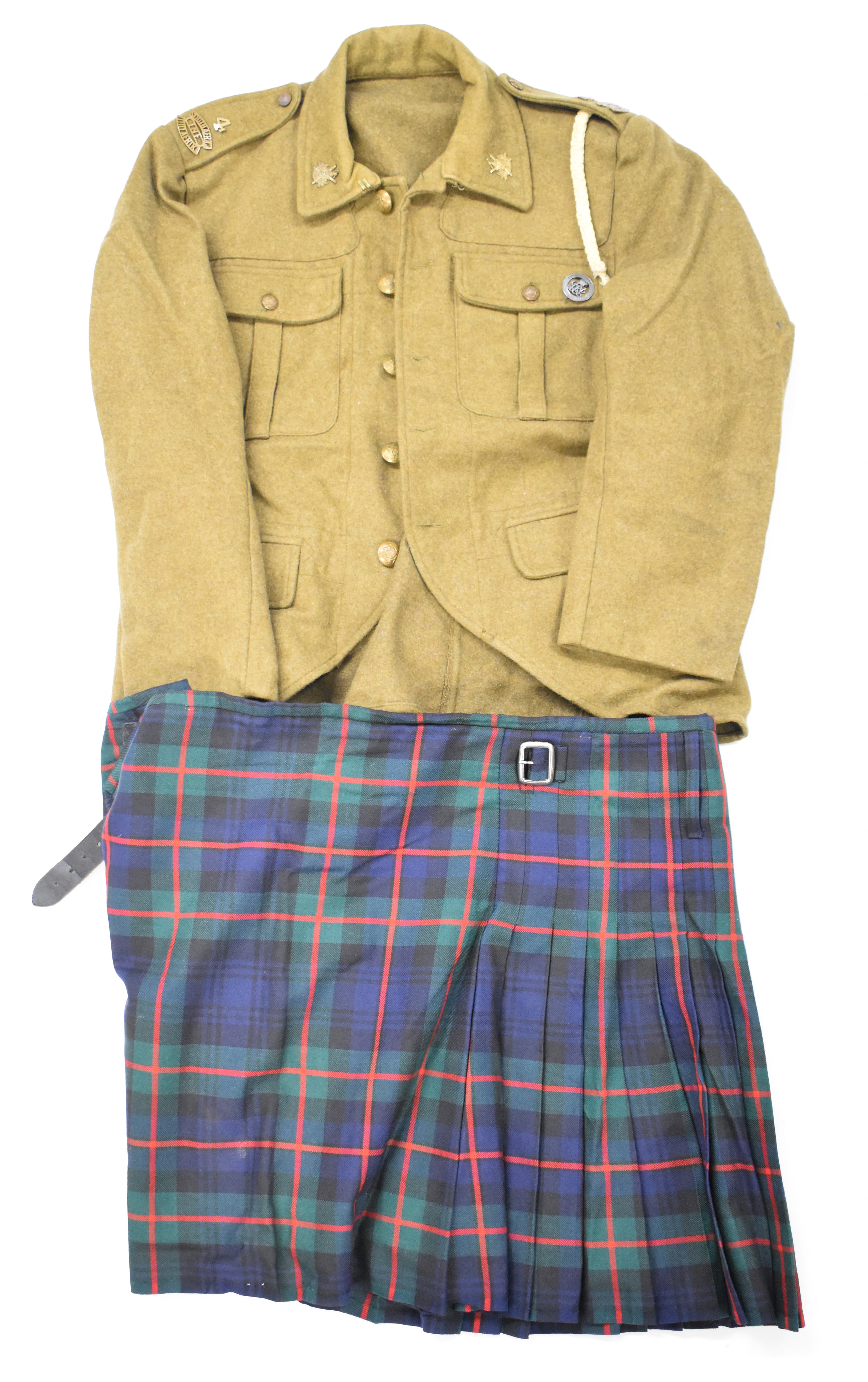 Re-enactment uniform and equipment including cutaway jacket with 4th South African badges, kilt ( - Image 14 of 21