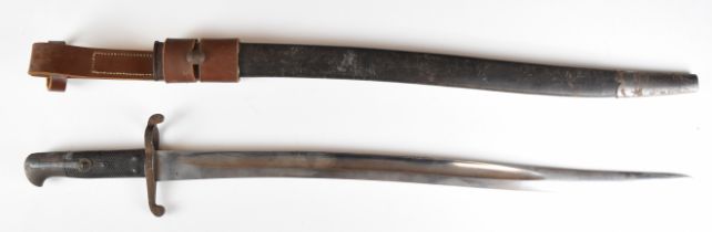 British 1863 pattern Enfield sword bayonet with leather grips, external leaf spring, some good