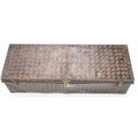 Royal Navy interest metal trunk with J Collins R.N to top, 105 x 36 x 26cm