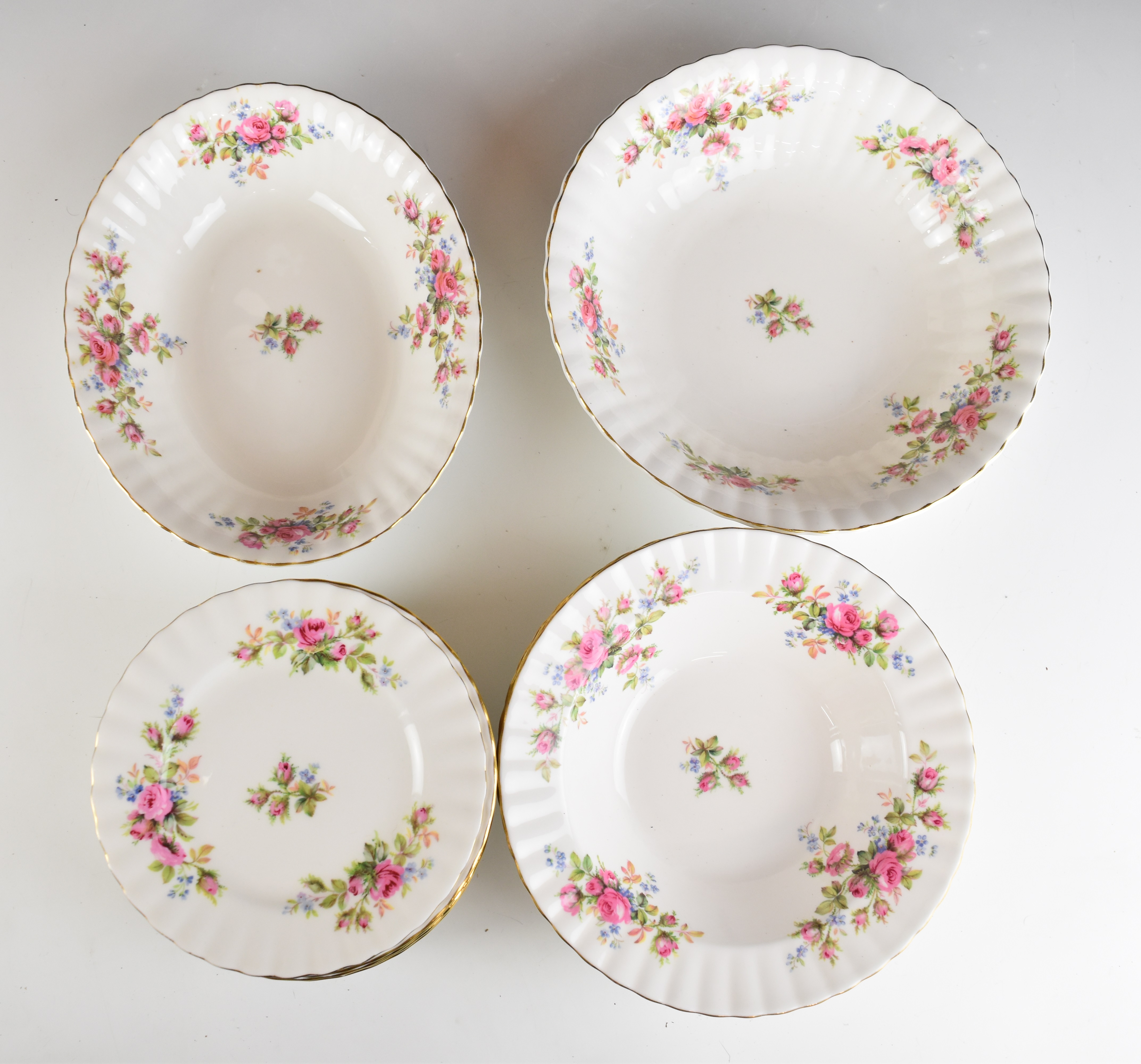 Royal Albert dinner and tea ware decorated in the Moss Rose pattern, approximately fifty three - Image 7 of 8