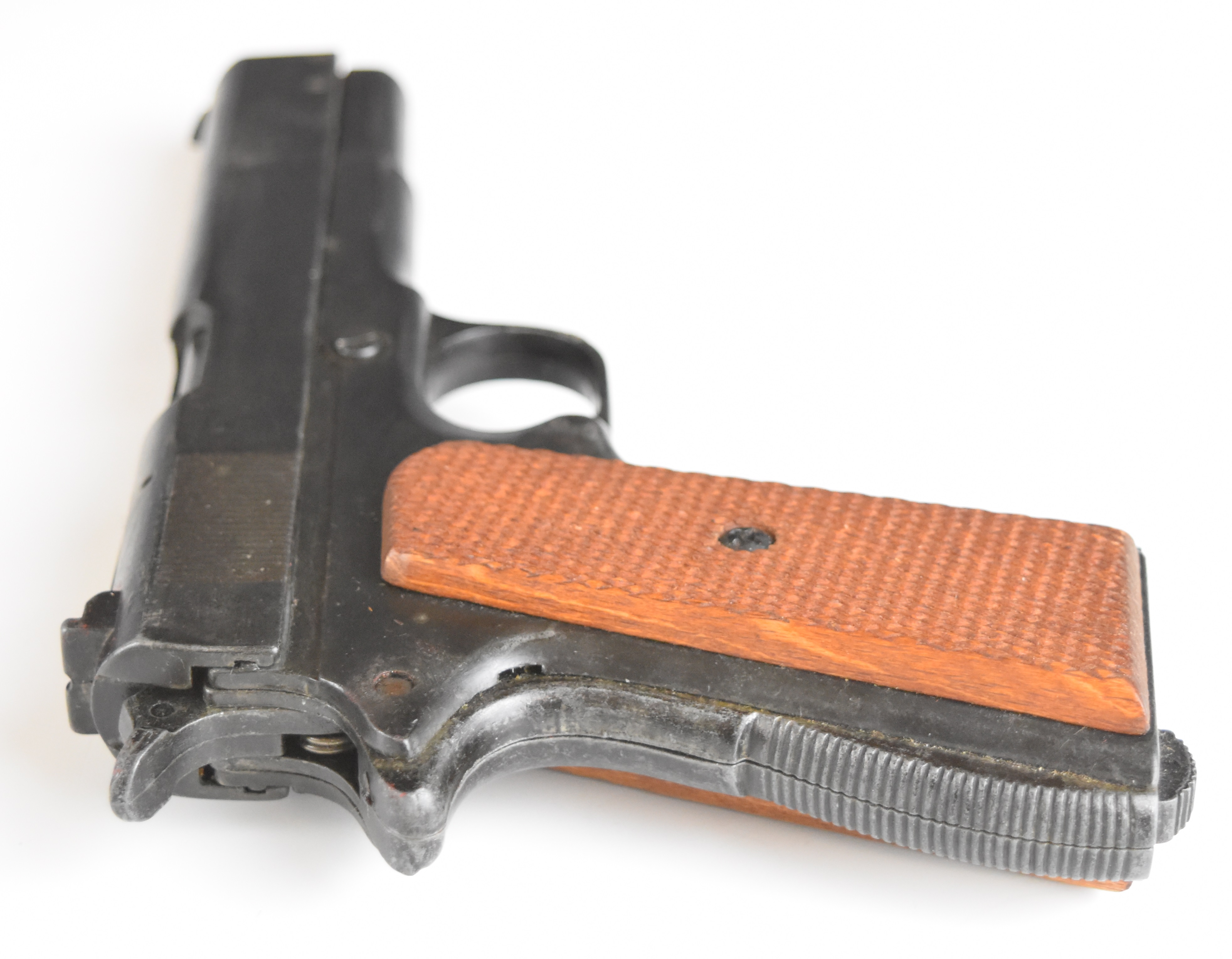 BBM Bruni 8mm blank firing pistol with chequered wooden grips, in original fitted box. - Image 4 of 14