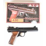 Crosman Benjamin Model E9A .22 CO2 air pistol with wooden grips and adjustable sights, serial number