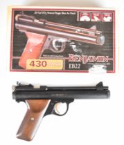 Crosman Benjamin Model E9A .22 CO2 air pistol with wooden grips and adjustable sights, serial number