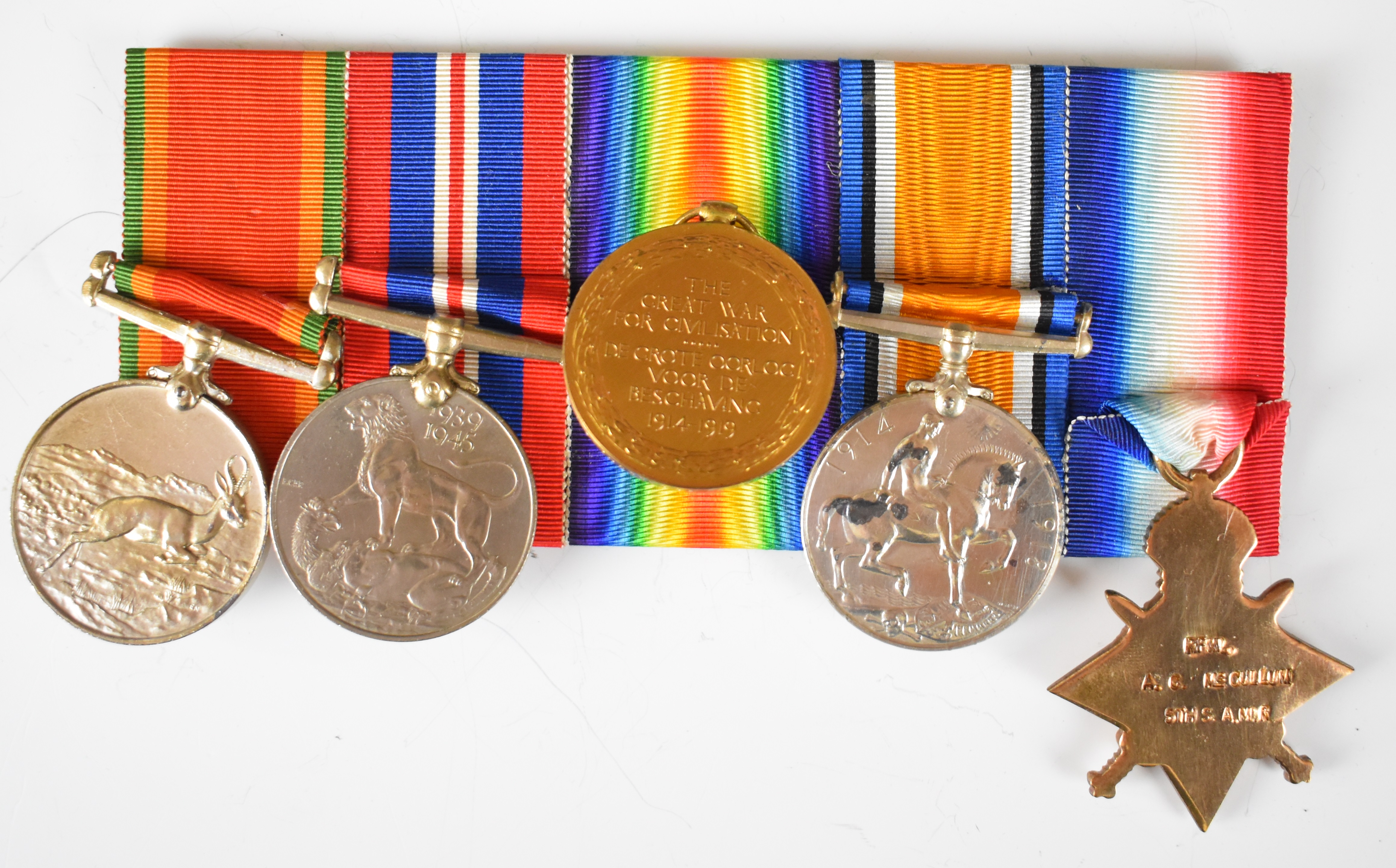South Africa WW1 and WW2 medal group of five comprising 1914/1915 Star, WW1 War Medal, Victory - Image 6 of 6