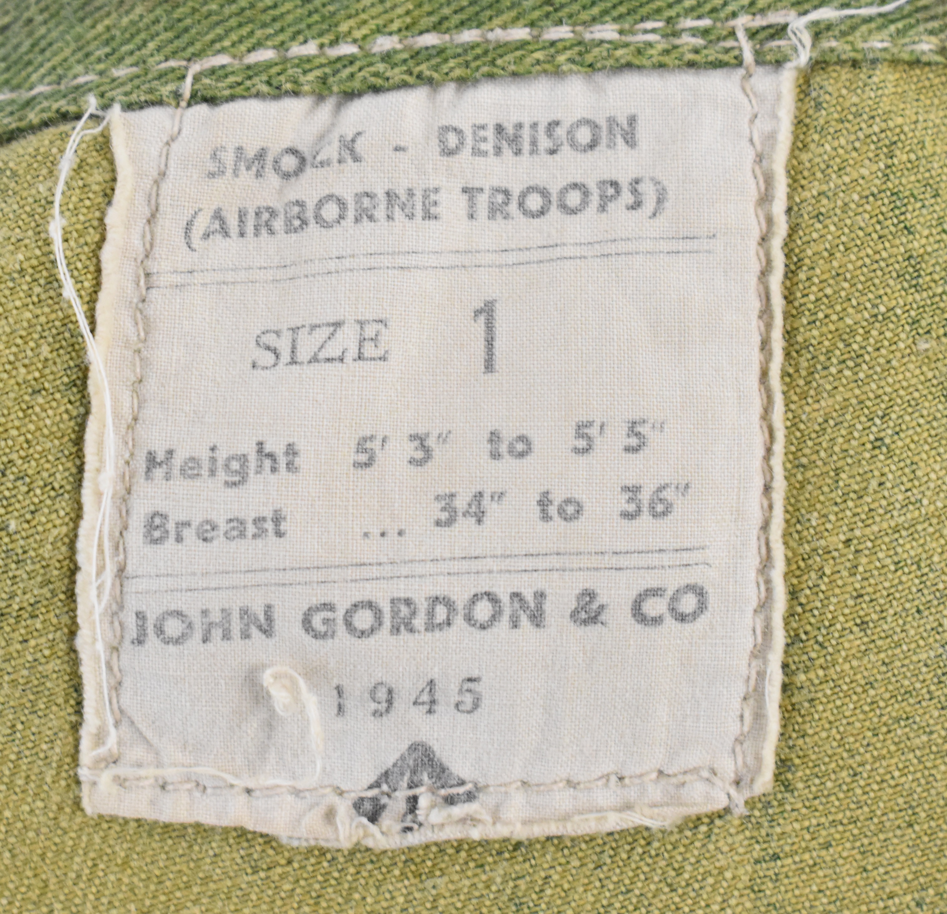 British WW2 Airborne Denison smock with front half zip, Newby Patt press stud buttons, internal - Image 3 of 3