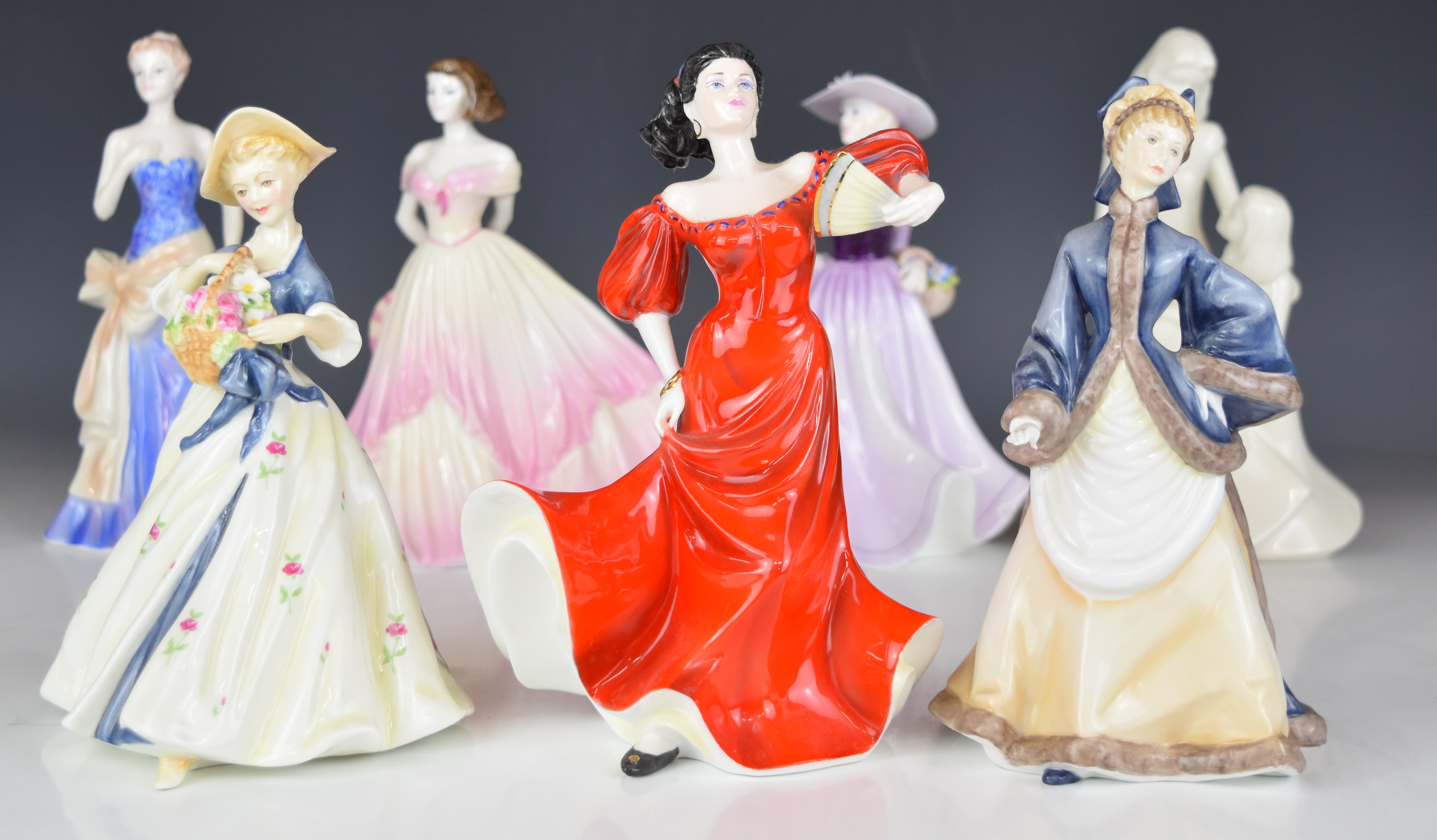 Ten Coalport and Royal Worcester figurines including Happy Birthday, Winter's Morn, Mother's Love, - Image 11 of 14