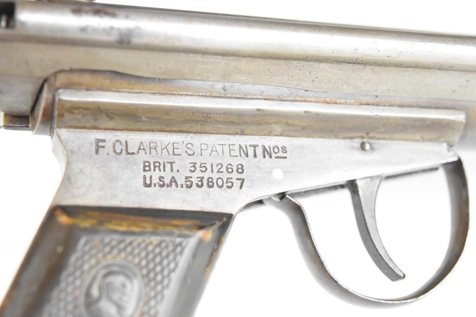 Accles & Shelvoke Ltd F Clarke patent The Warrior .177 side lever air pistol with logo and - Image 10 of 12