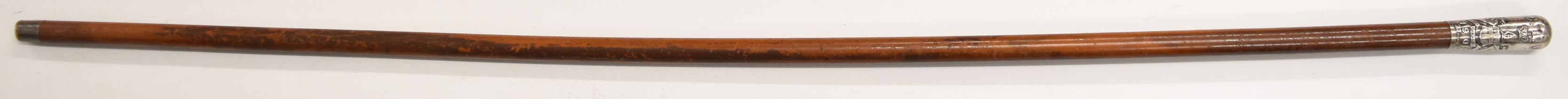 Boer War City Imperial Volunteers swagger stick with hallmarked silver top embossed CIV over City of