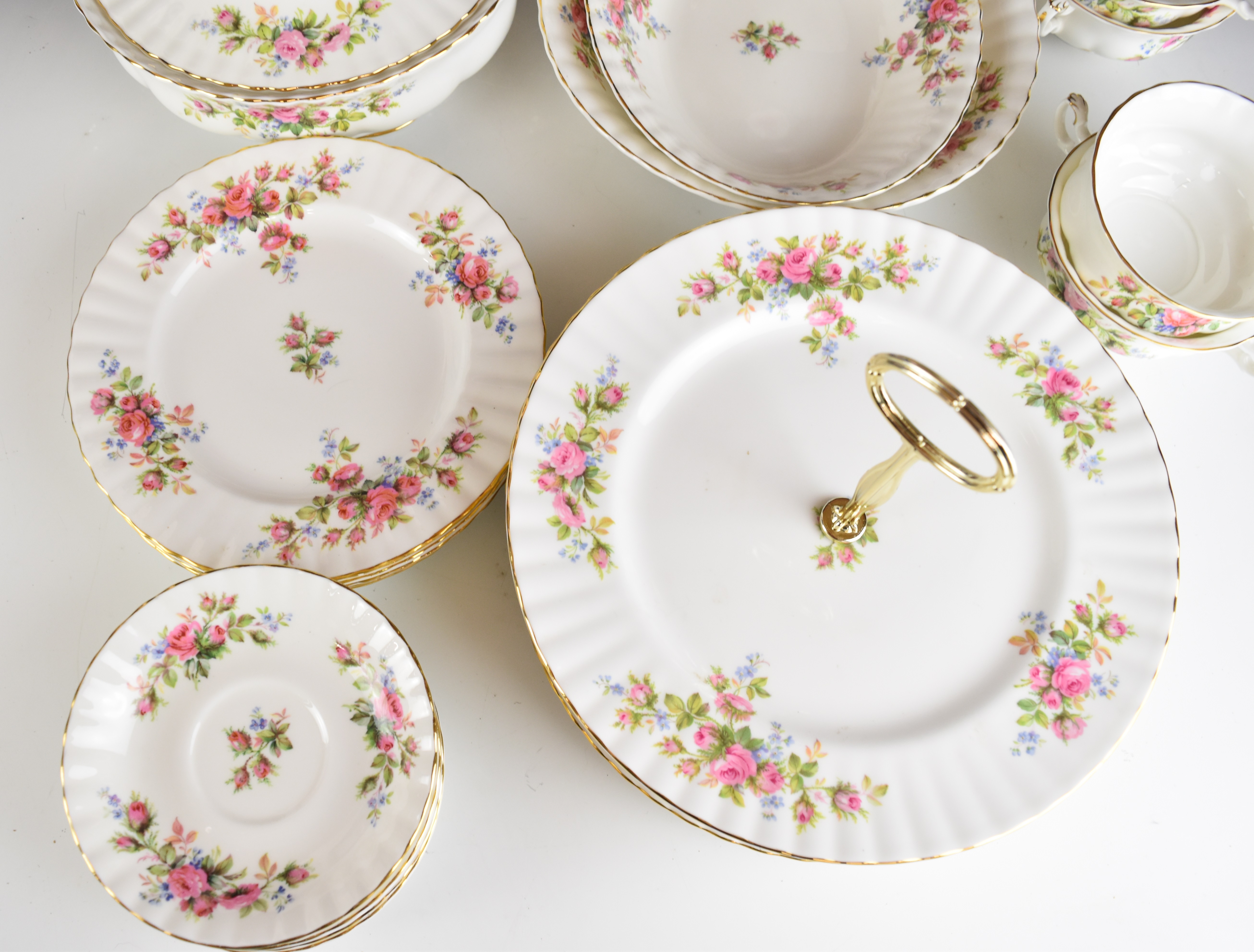 Royal Albert dinner and tea ware decorated in the Moss Rose pattern, approximately fifty three - Image 5 of 8