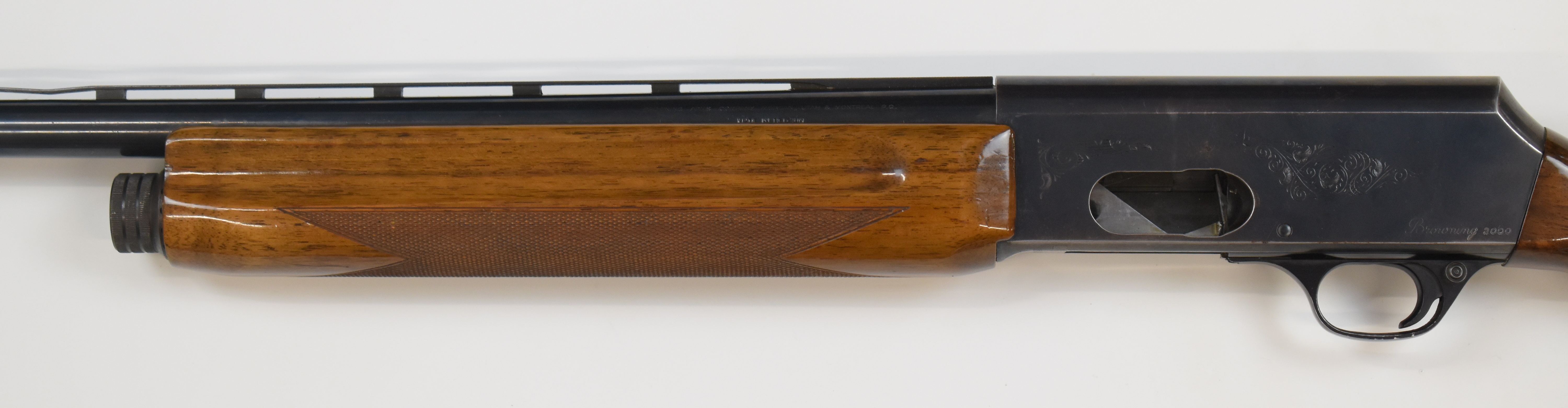 Browning 2000 12 bore 3-shot semi-automatic shotgun with named and engraved lock, chequered semi- - Image 10 of 11