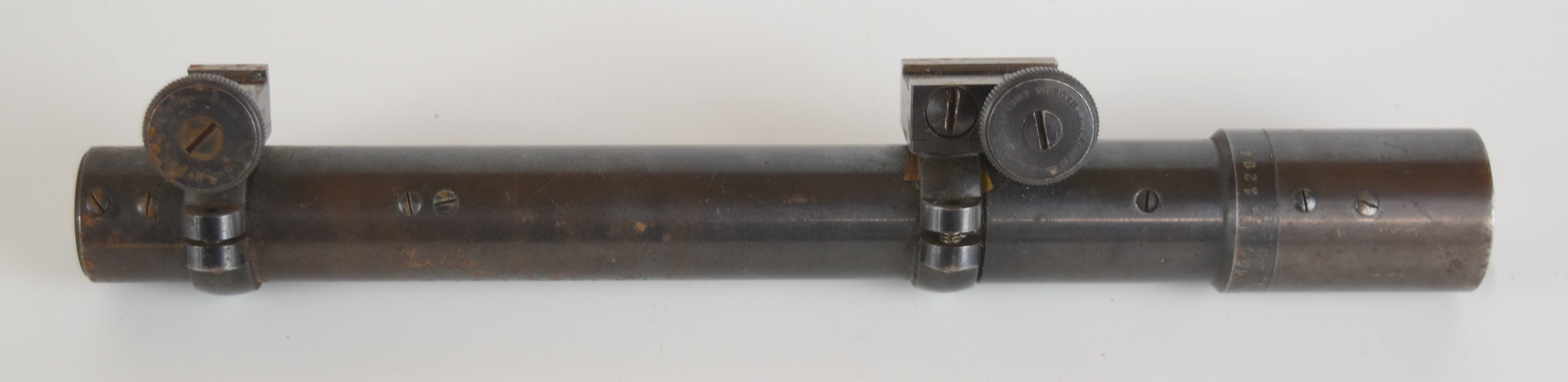 WW2 MHR Co M45 sniper rifle scope marked 'Telescope M45 No 1294 M.H.R. Co 1943 - RJD' with Parker-