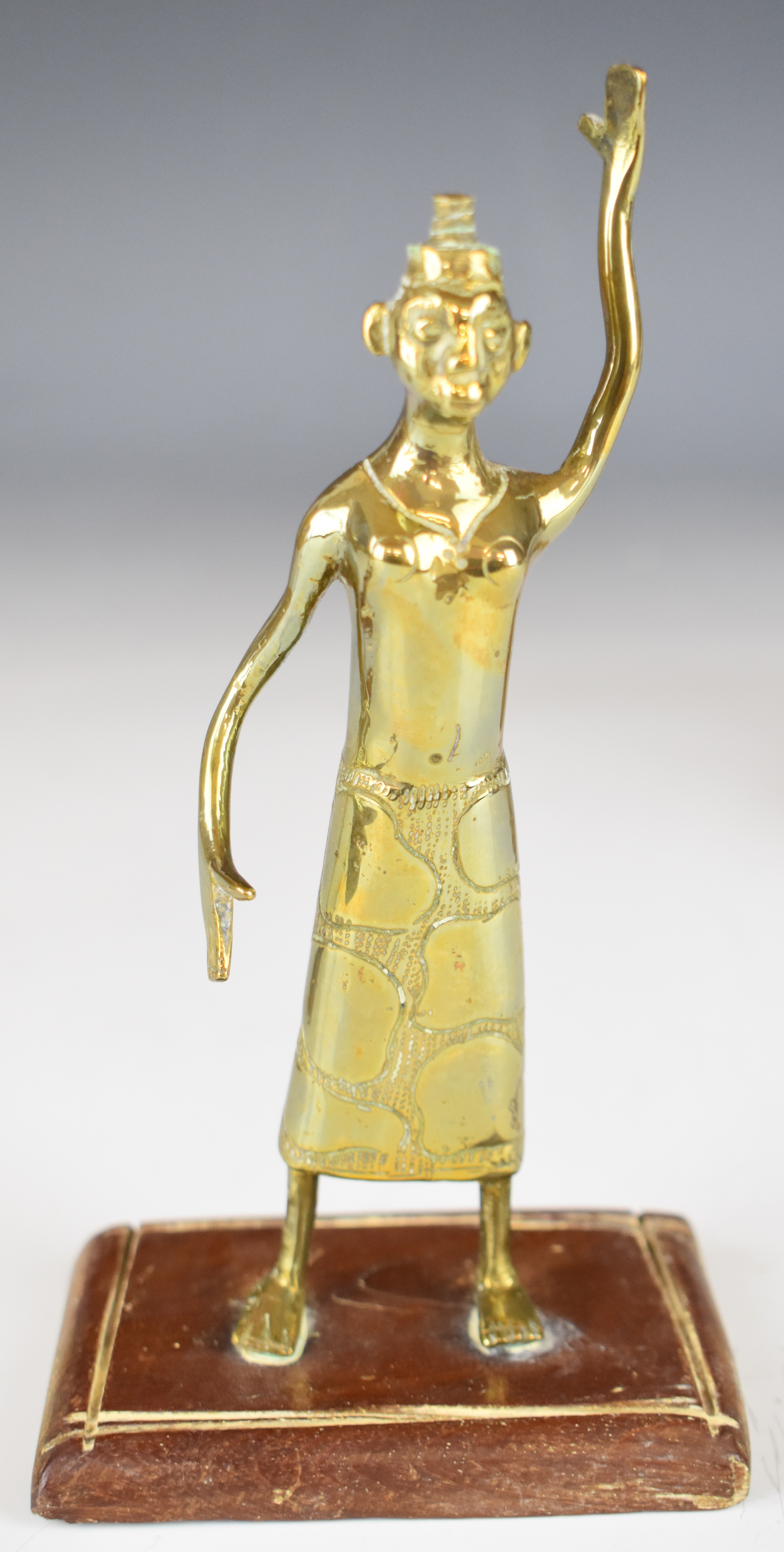 Four Benin brass figures, tallest 26cm - Image 4 of 5