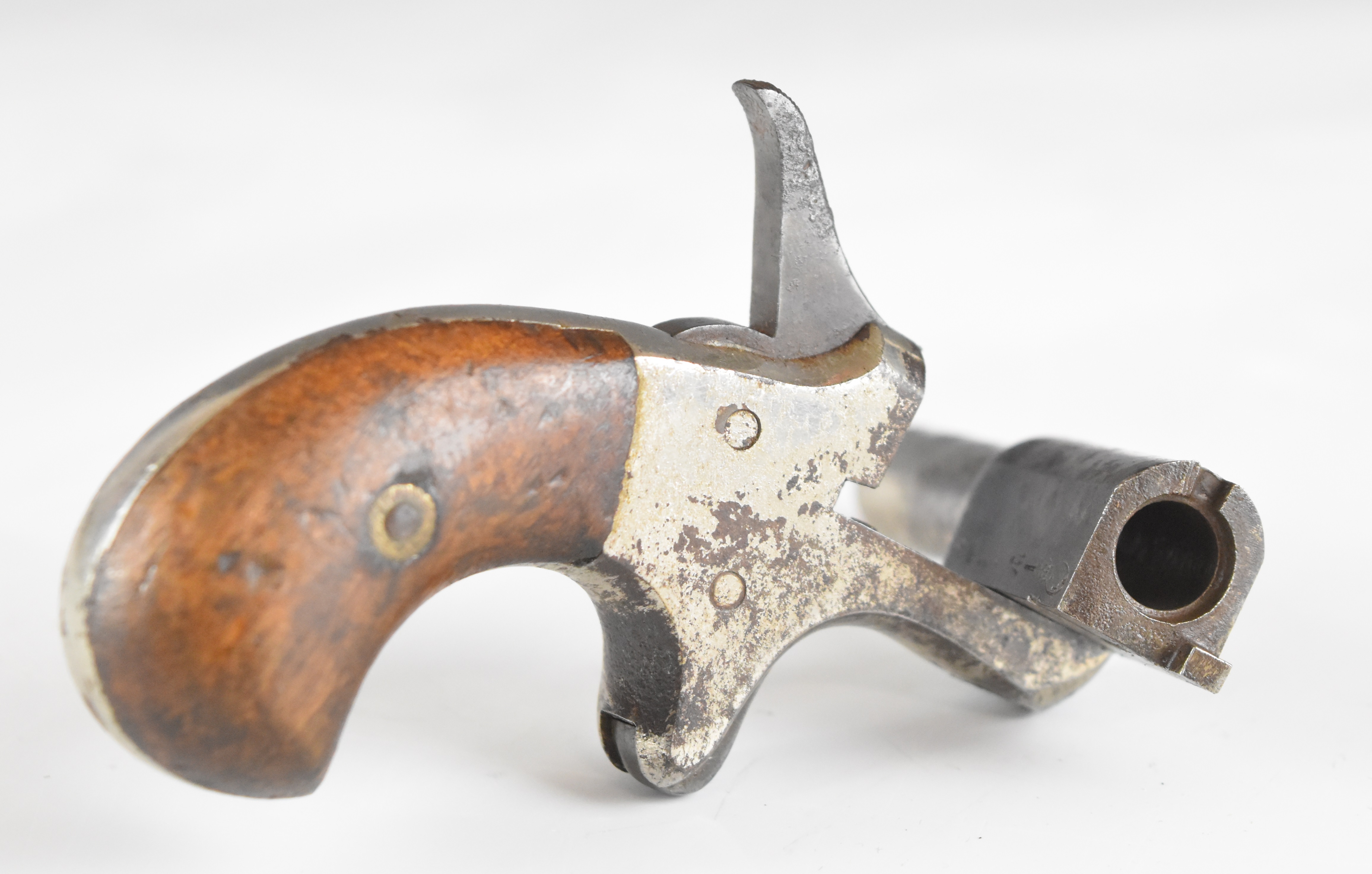 Derringer .30 rimfire pocket pistol with sheath trigger, wooden grips and 2.5 inch hand rotating - Image 10 of 11