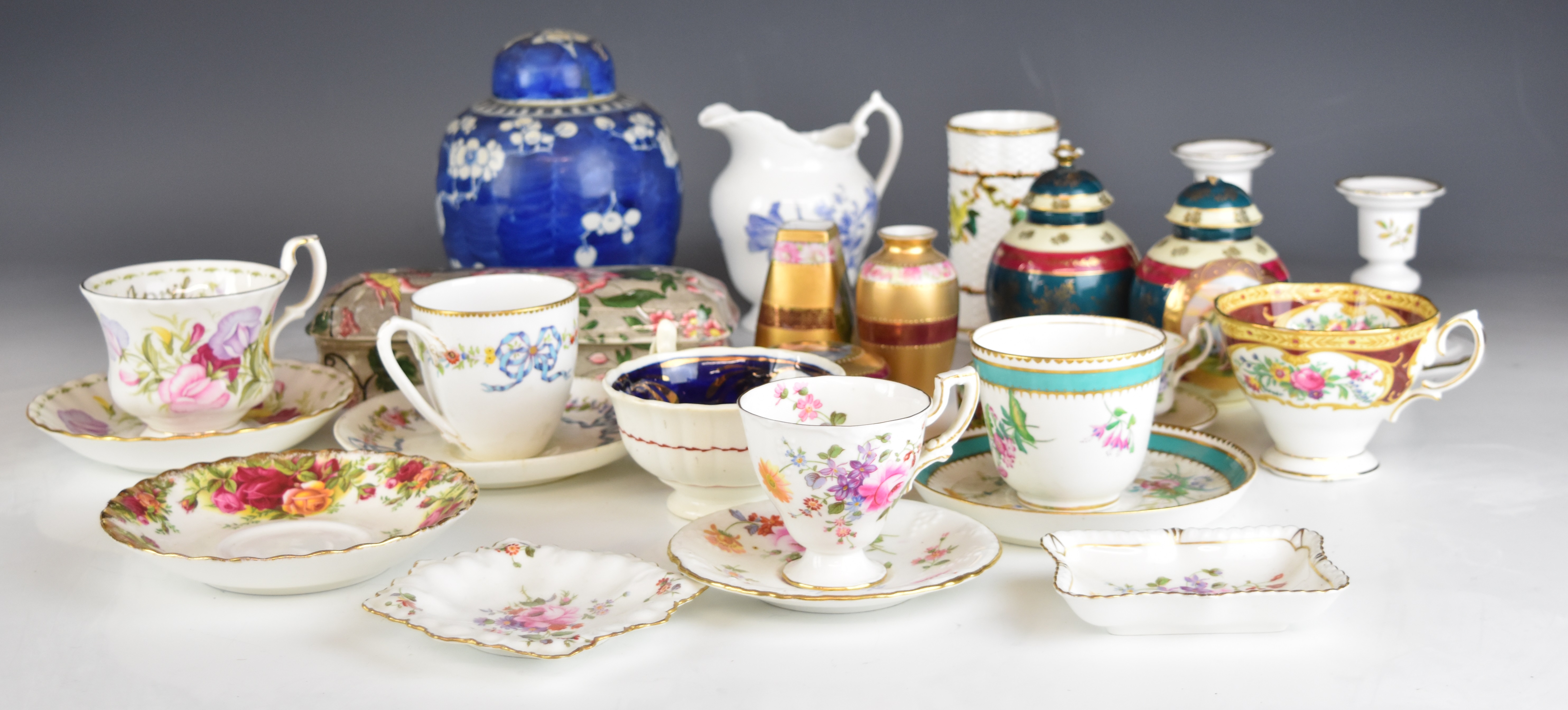 Collection of decorative / collectable teaware including Royal Worcester, Royal Albert miniature cup