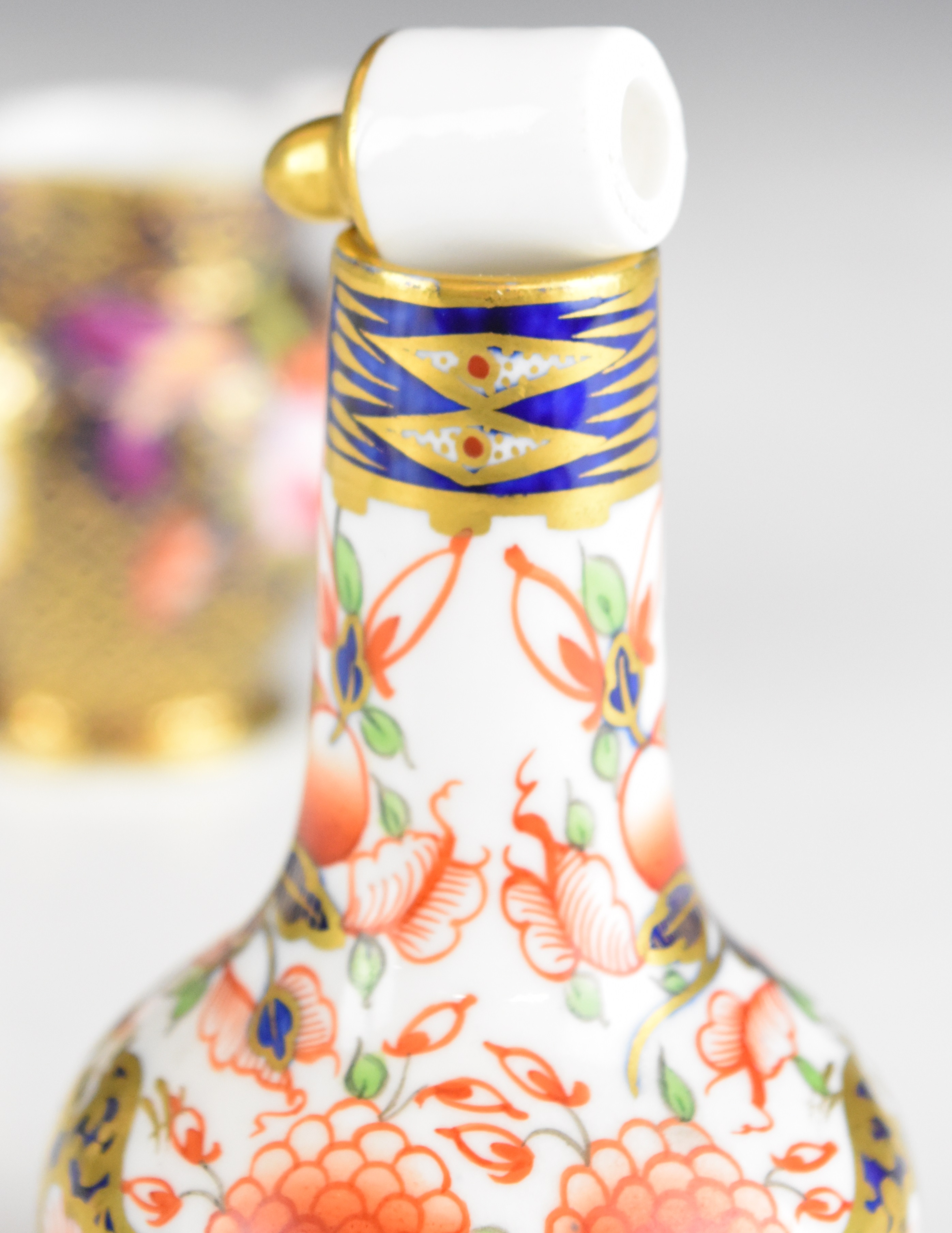 Crown Derby Imari and Davenport covered scent / perfume bottles, Coalport miniature jug with - Image 11 of 14