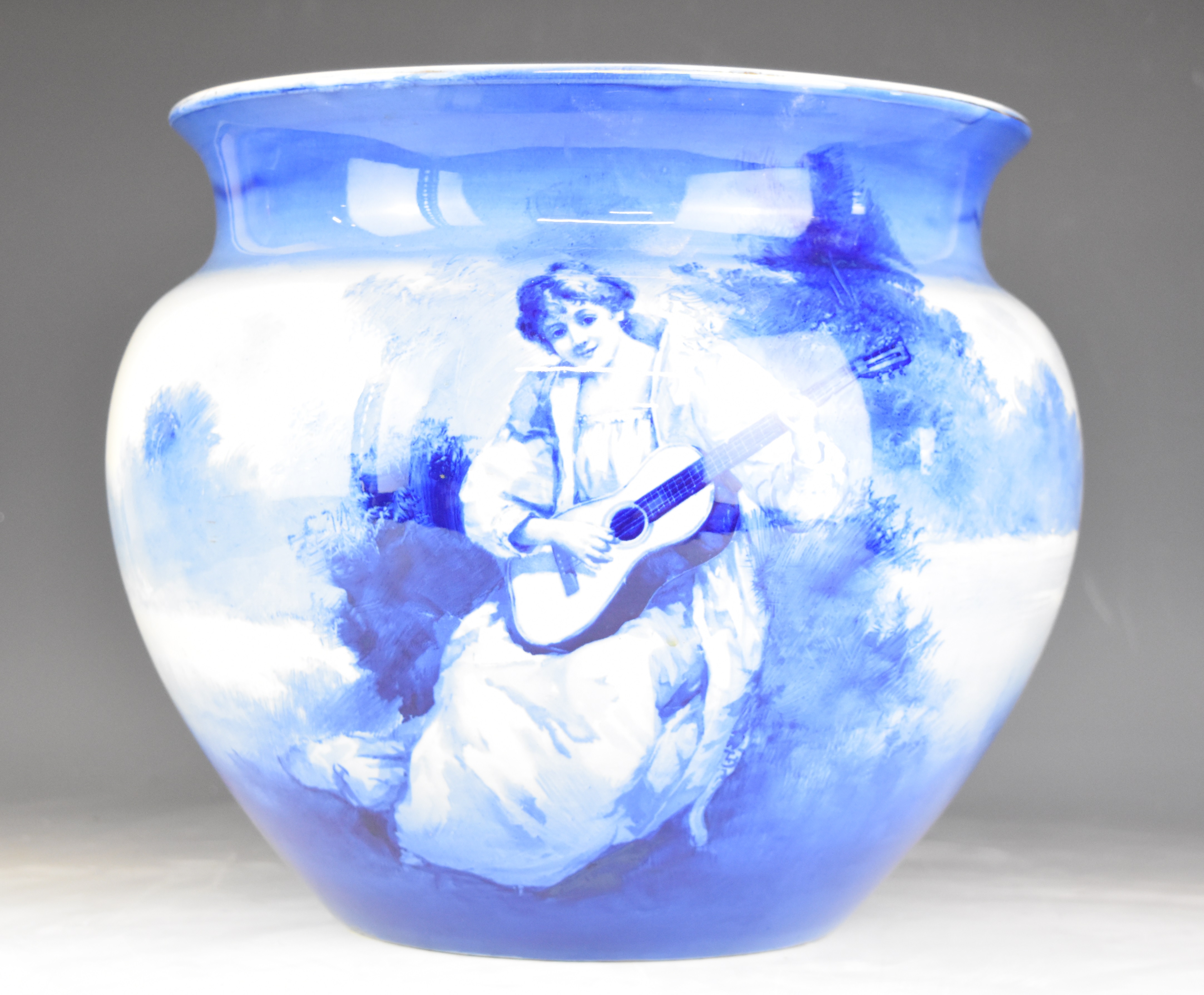 Royal Doulton 'Blue Children' large jardinière, diameter 34 x height 28cm