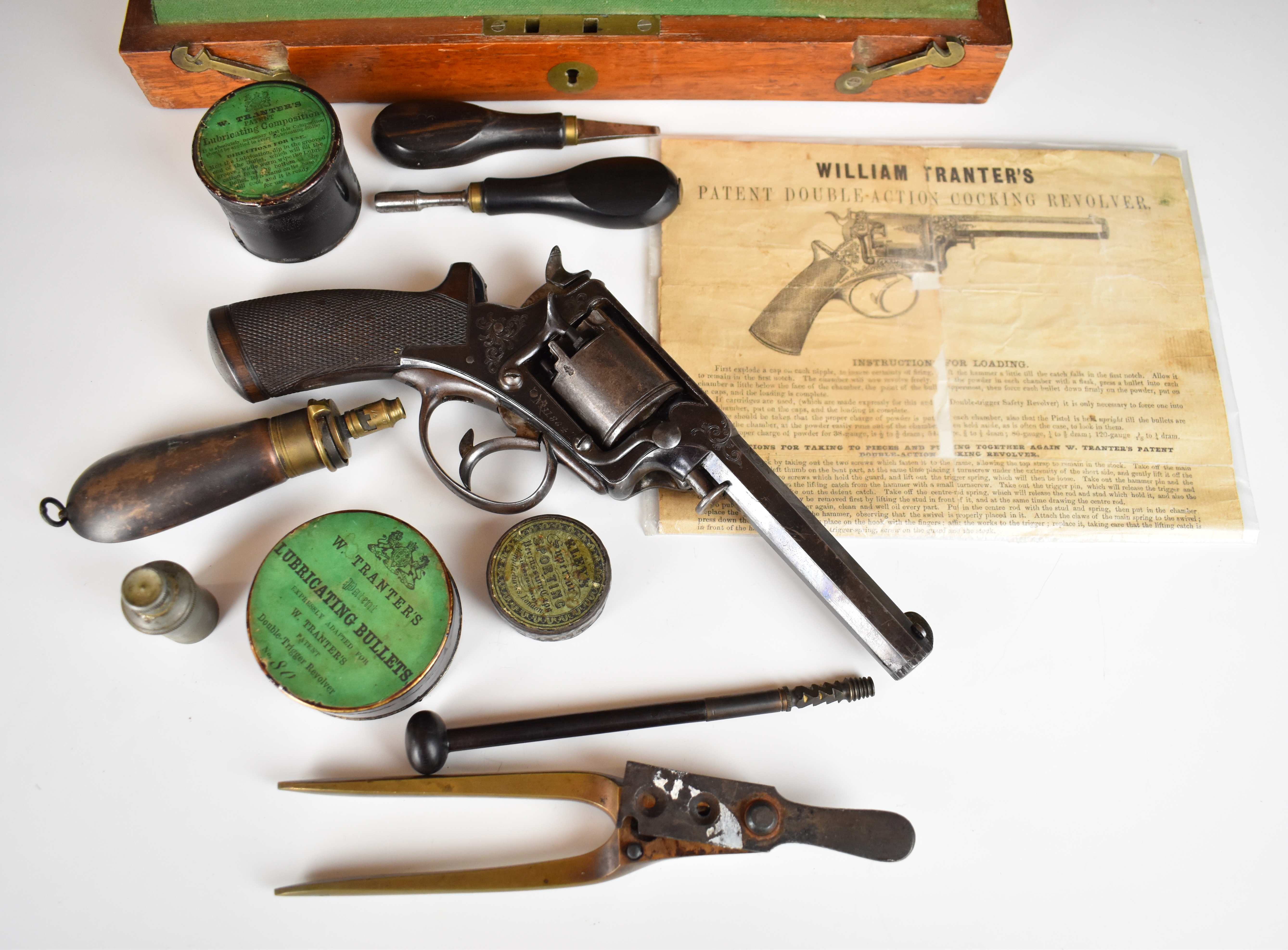 William Tranter's Patent 120 bore five-shot double-action revolver with engraved trigger guard, - Image 19 of 19