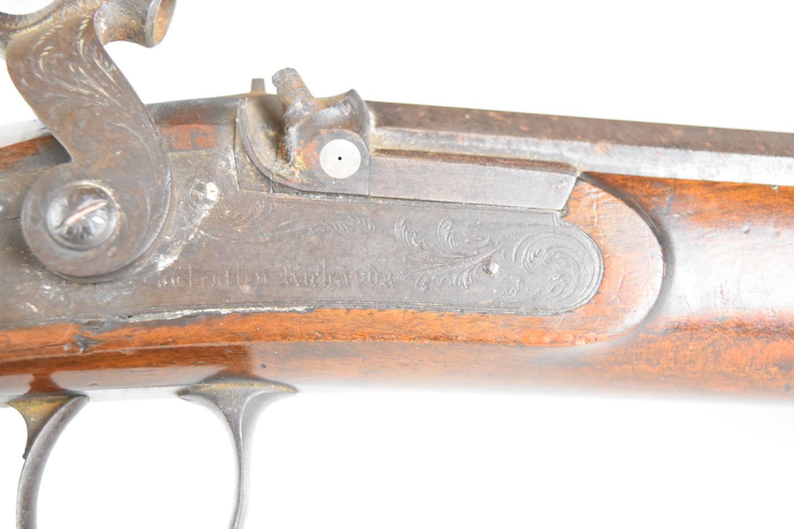 Westley Richards 14 bore percussion hammer action pistol with named and engraved lock, engraved - Image 9 of 28