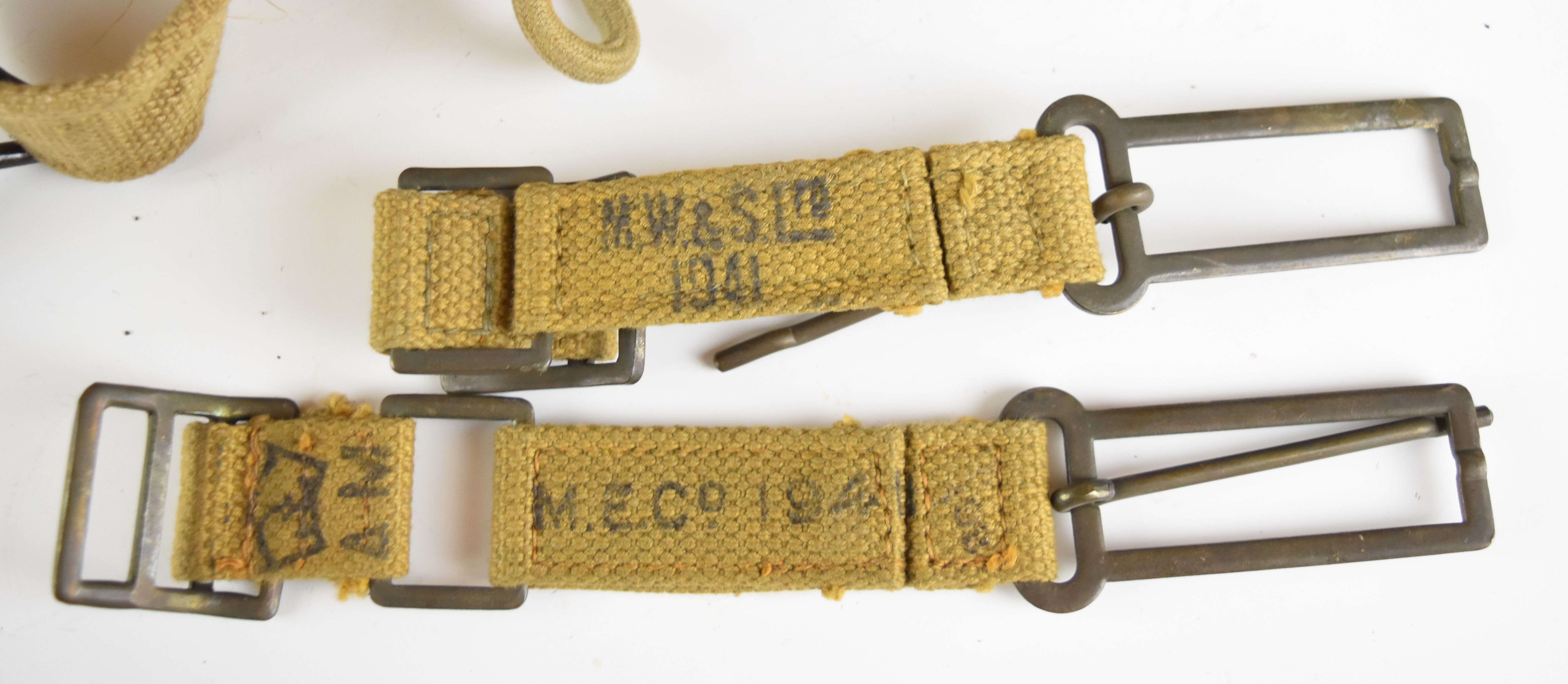 British WW2 webbing including ammunition pouches, belts, holsters, sling, lanyard and haversack, all - Image 4 of 11